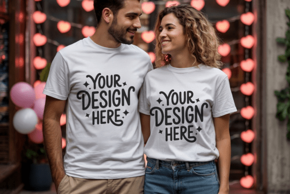 BC3001 Valentine Couple Shirt Mockup 7 – A Graphics Freebie for Heartfelt Branding