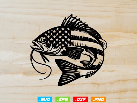 Catfish Fishing SVG, USA Flag Catfish: A Versatile Graphic for Local Business Branding