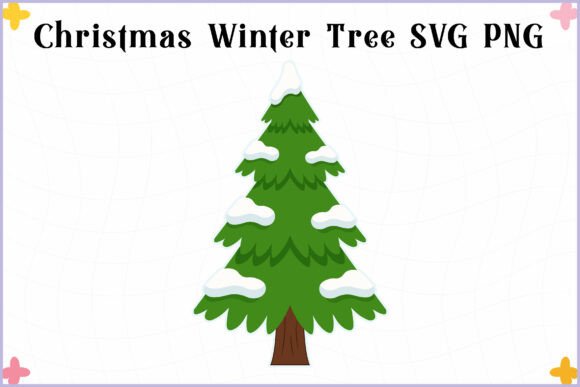 Christmas Winter Tree SVG Clipart PNG for Local Business Graphics and Freebies