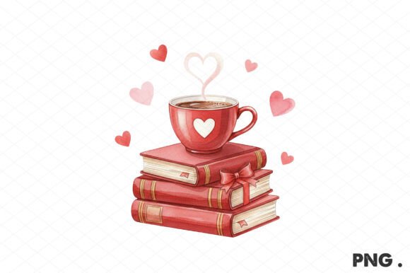 Coquette Books and Coffee Valentine PNG: A Versatile Graphic for Handmade Creations
