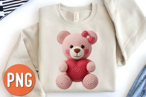 Cute Crochet Bear Holding Heart PNG: A Versatile Graphic Design Asset for Creative Projects