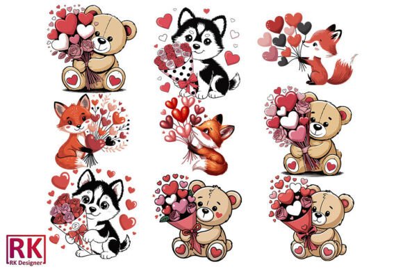 Cute Valentine’s Day Animal SVG Bundle: A Versatile Graphic Design Asset for Crafts and Marketing
