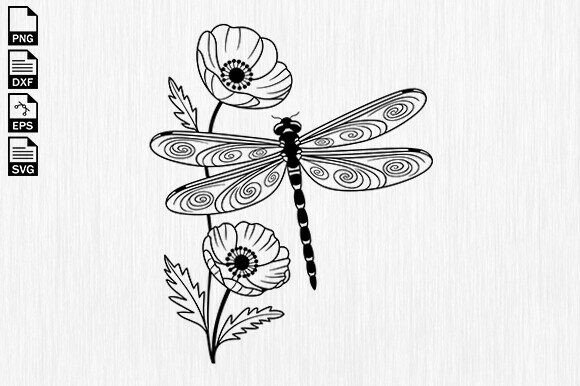 Dragonfly Svg, Floral Dragonfly Svg for Crafts and Graphics