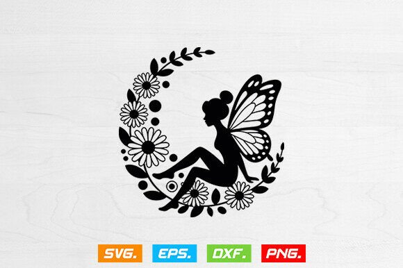 Fairy Svg, Mandala Moon Graphic for Crafts and Commercial Projects