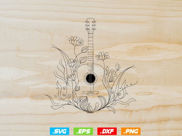 Floral Guitar SVG & Music Notes: A Creative Design Asset for Crafts and Graphics