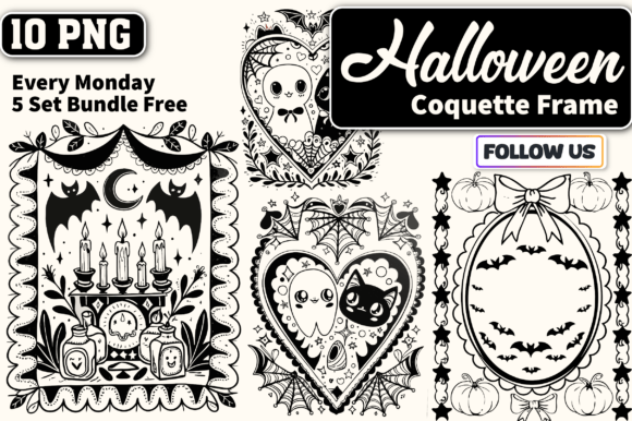 Halloween SVG Bundle Coquette Frame Png
