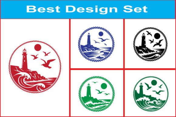 Lighthouse Ocean Scene Vector Bundle for Website and Editorial Design