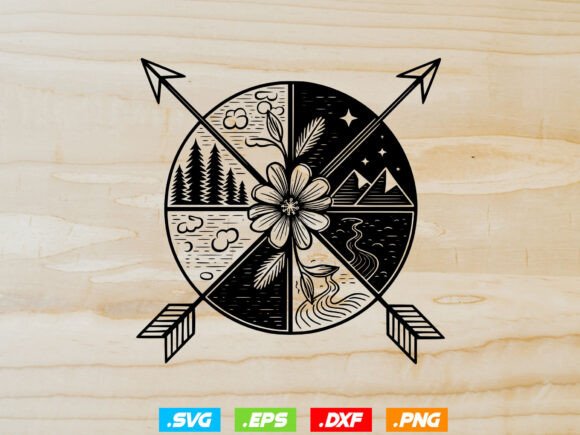 Mountain Scene SVG: A Graphic Design Asset for Crafts and Nature-Themed Websites