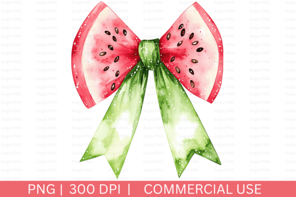 Summer Watermelon Coquette Bow PNG for Graphics and Crafts