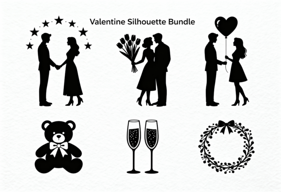Valentine Couple Silhouette SVG Bundle: A Versatile Graphic Design Asset for Crafts and Creative Campaigns