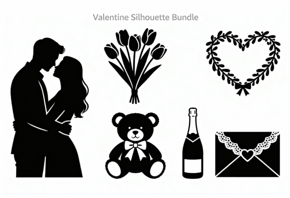 Valentine Silhouette Bundle SVG Clipart: A Design Asset for Crafts and Graphics
