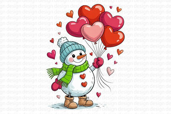 Valentine Snowman Heart PNG: A Festive Graphic Freebie for Creative Sellers