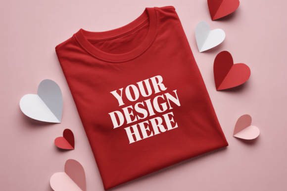 Valentine’s Day Flat Lay Shirt Mockup 55: A Polished Graphic Design Asset for Content Creators